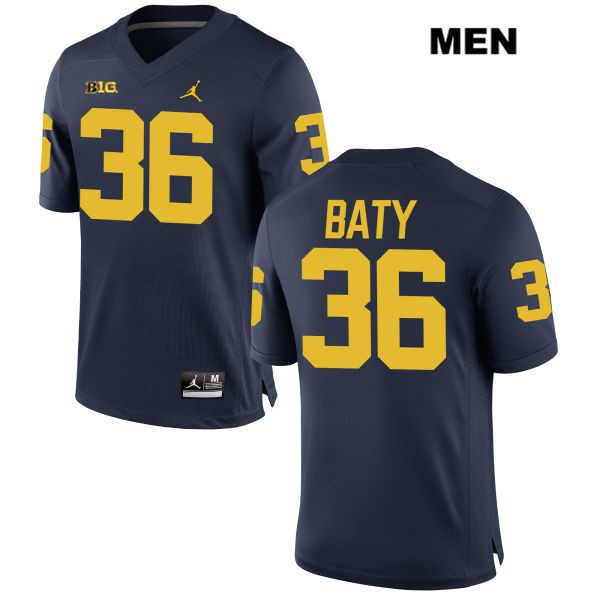 Men's NCAA Michigan Wolverines Ramsey Baty #36 Navy Jordan Brand Authentic Stitched Football College Jersey EH25R11EH